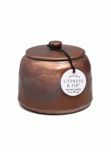 Керамична соева свещ Падивакс с капак и бронзово глазирано покритие Cypress and Fir